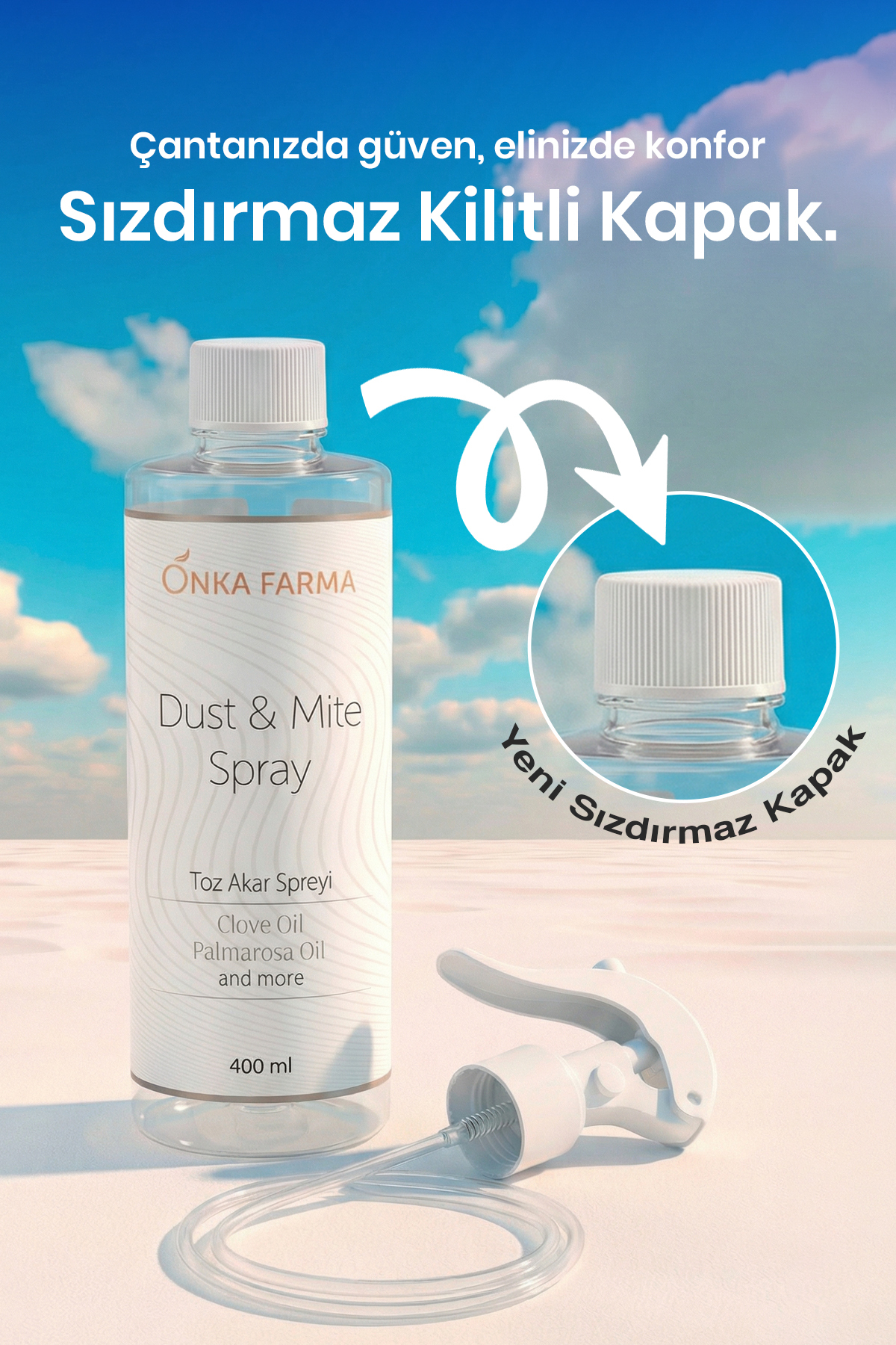 OnkaFarma Onka Farma Toz Akar Spreyi 400 ml Doğal Uçucu Yağ Içerikli Alerji Önleyici Sprey fotoğrafı 2 (önizleme)