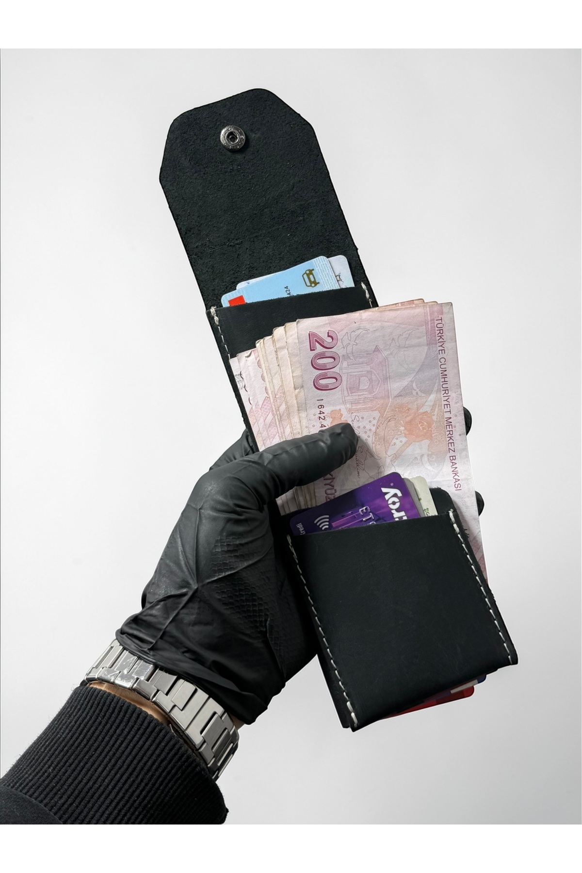 NZCLUB  %100 Hakiki Crazy Deri El yapımı Minimalist Cüzdan - Crazy Deri Şık Kaliteli Triod Kartlık Cüzdan - Görsel 5