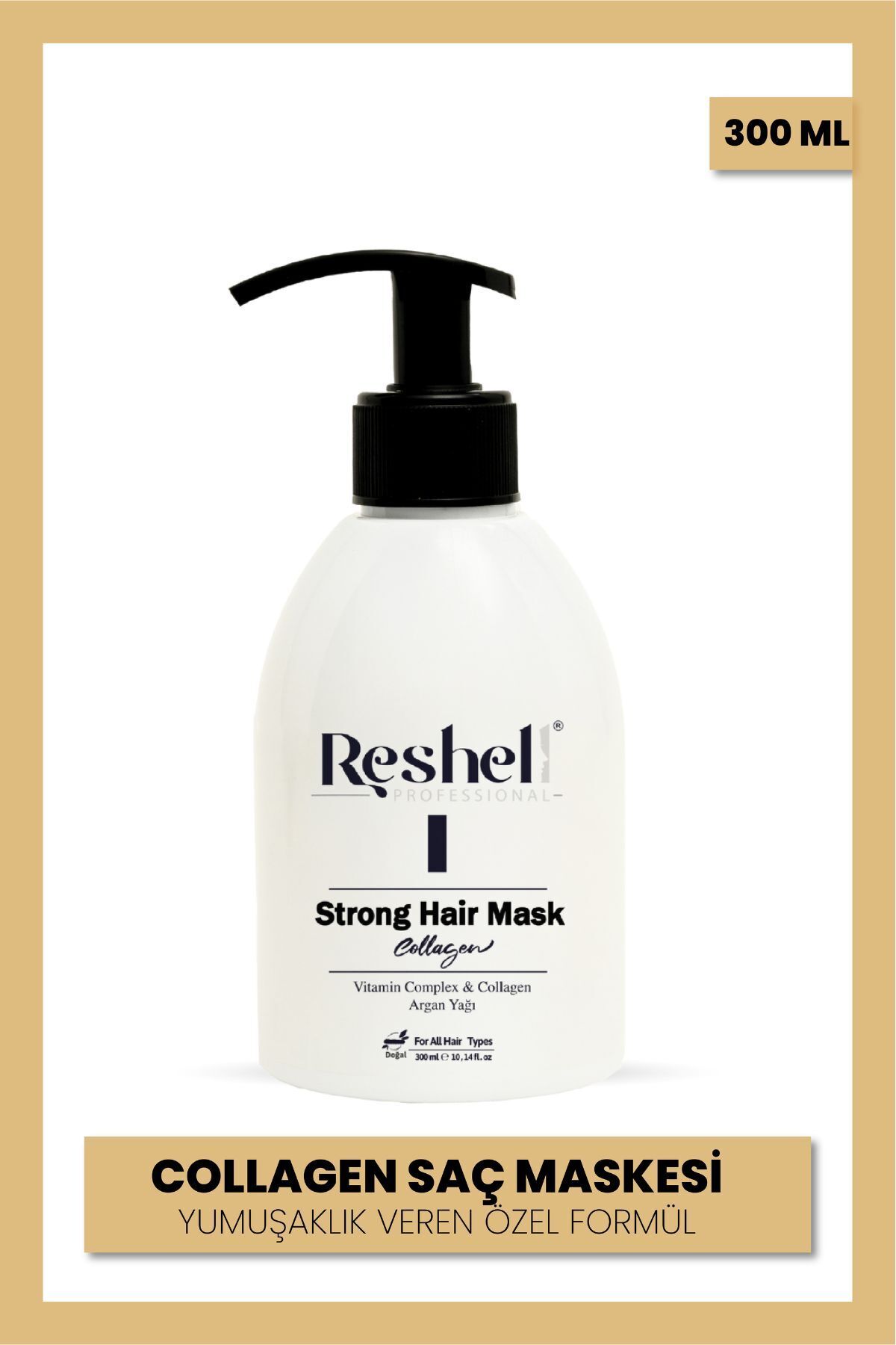 Reshell ماسک موی کلاژنه ترمیمکننده و مغذی حاوی روغن آرگان برای موهای خشک، آسیبدیده و رنگشده ۳۰۰ میلیلیتر — ۱۹۰۰ روپیه
