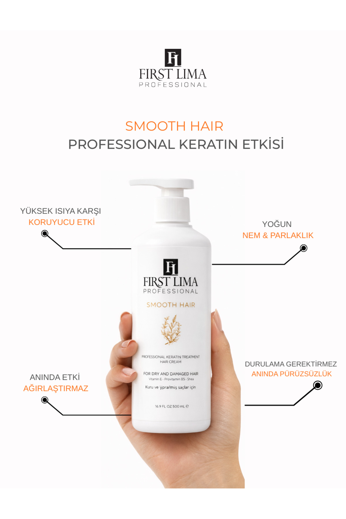 Durulanmayan Keratin Saç Bakım Kremi 500 ml | Elektriklenme ve Kabarma Karşıtı | Smooth Hair — DURULANMAYAN — تصویر 7 از 9