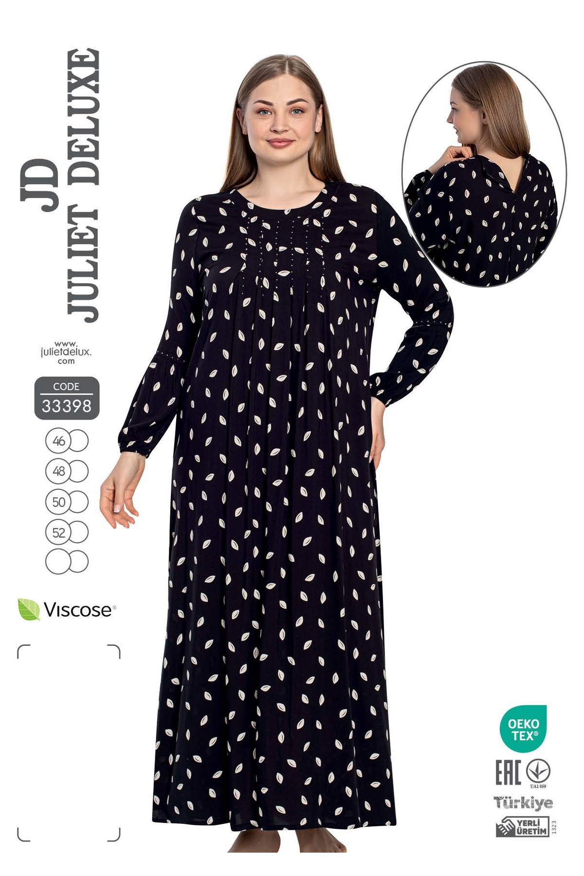 Women's Plus Size Woven Viscose Fabric Long Sleeve Dress 33398