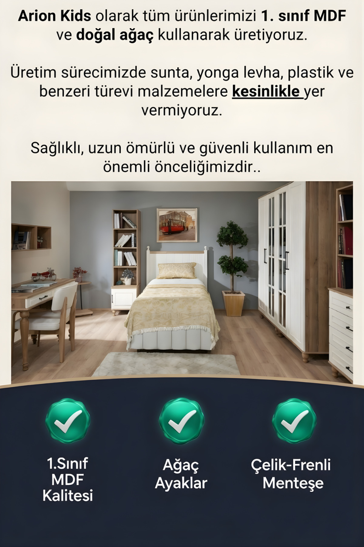 arionkids Nefes Dolap 4 Kapaklı-Çekmeceli | %100 MDF | REHAU Kapaklı | Çekmeceli | Ağaç Ayaklı fotoğrafı 4 (önizleme)