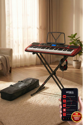 Midex PS-5200RD-HS Pro Org 61 LED Işıklı Tuş Hassasiyetli Bluetooth Midi Kula...