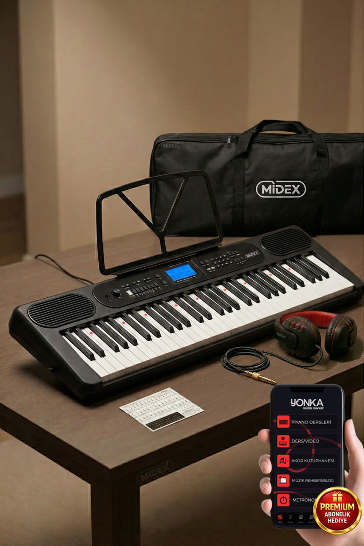 Midex PS-5200BK-H Pro Org 61 LED Işıklı Tuş Hassasiyetli Bluetooth