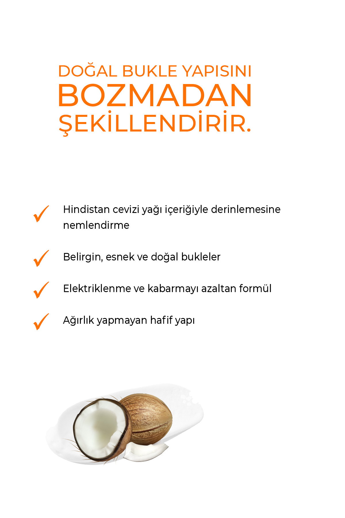 Bukle Belirginleştirici Saç Köpüğü 200 ml – Hindistan Cevizi Özlü, Paraben, SLS ve Silikon İçermez — Y-841 — تصویر 2 از 7