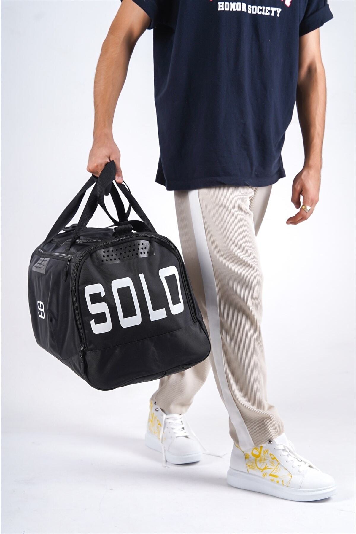 Solo Bag Siyah Hava Alan Ayakkabı Bölmeli Spor Çantası 00300 görsel 6