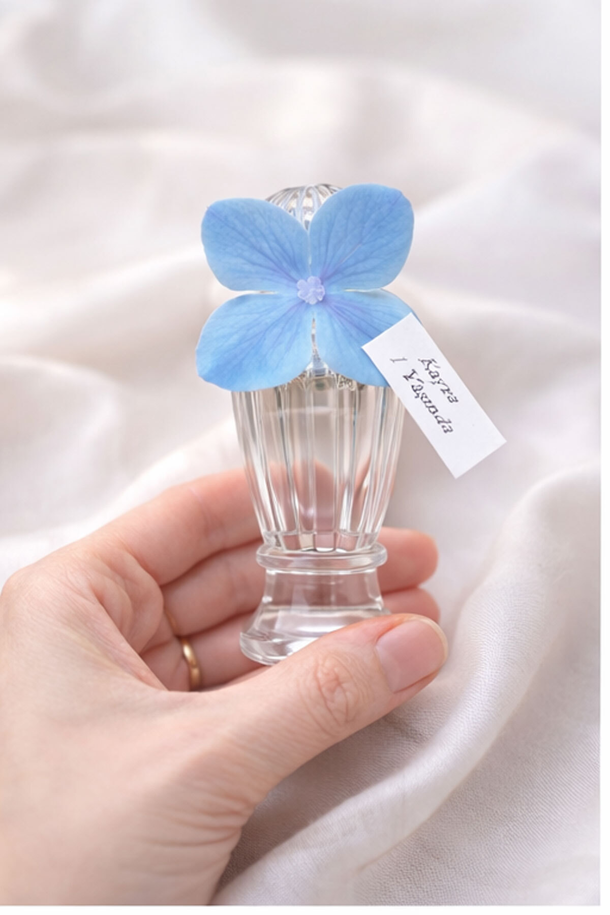 MayaArtDesign (25 ADET) Islak Dokulu Mavi Ortanca Çiçekli 50cc Mika Şişe Limon Kolonyası Hediyelik fotoğrafı 2 (önizleme)