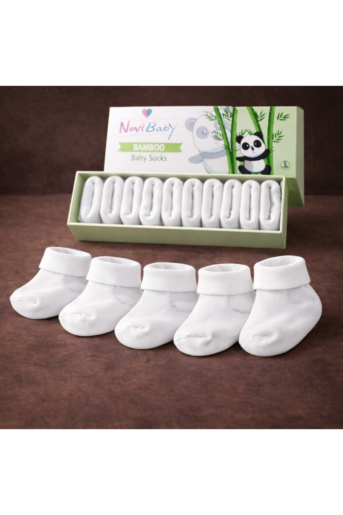 Novibaby 5'li Bambu Yenidoğan Bebek Çorap I Snow White Beyaz Kız Erkek Bebek Çorabı fotoğrafı 3 (önizleme)