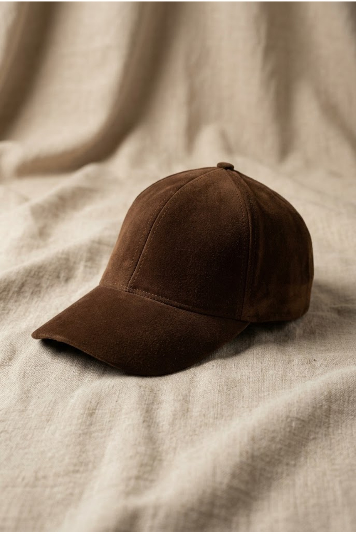 Unisex Brown Suede Cap