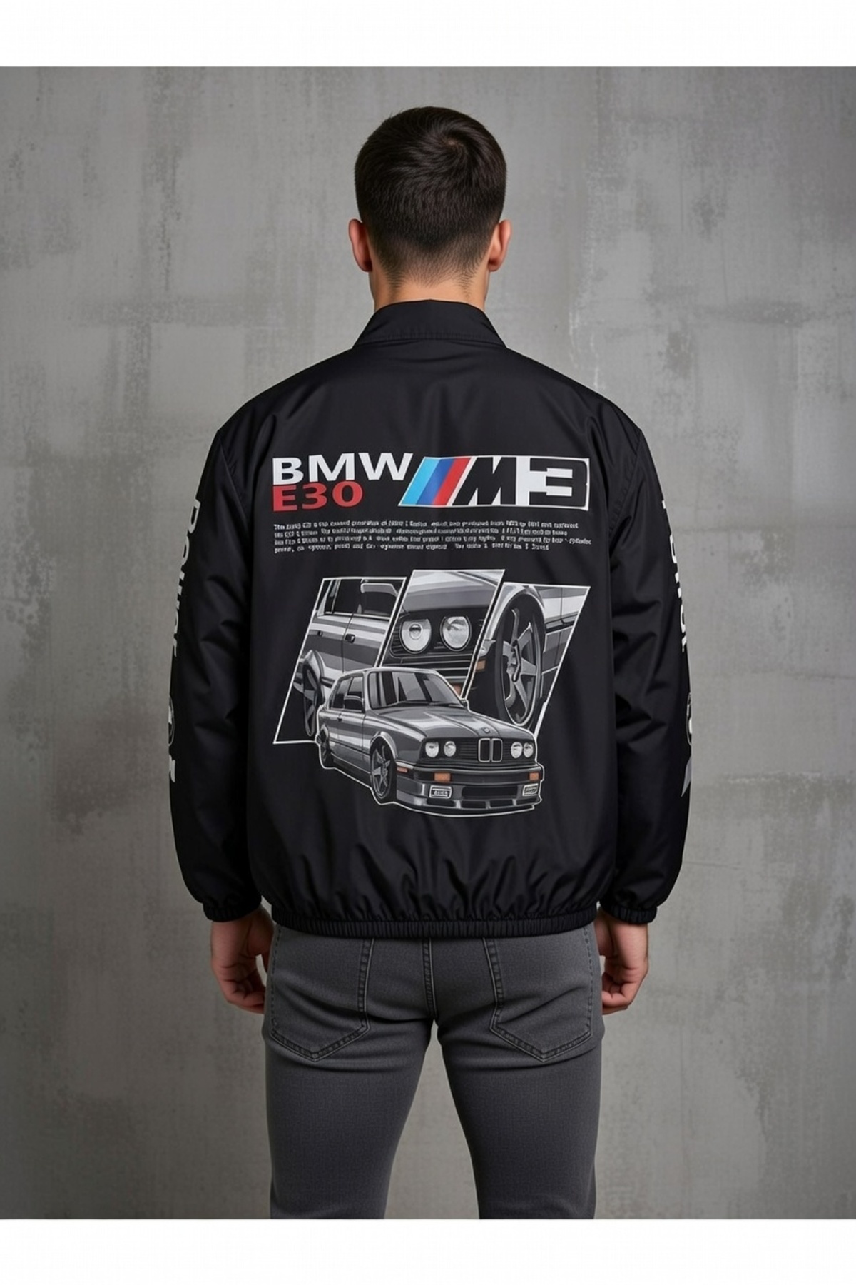 ژاکت نازک بارانی بادگیر آبی سرمه‌ای طرح BMW M3 Unisex Parachute Fabric Oversize Digital Print — آبی LSHNBMW1 — تصویر 4 از 6