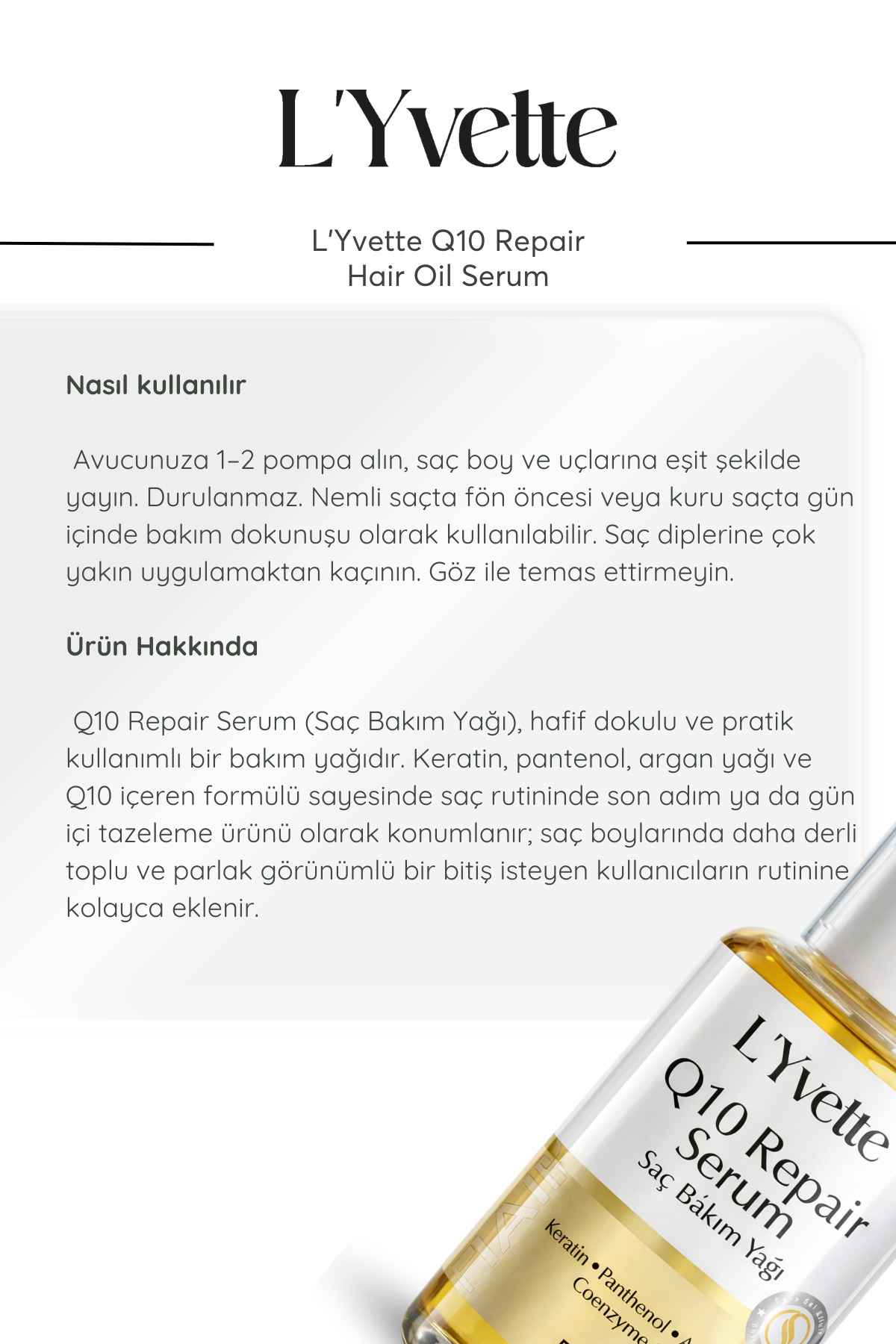 Yavaş Uzayan, Yıpranmış Saçlar için Q10, Keratin & Argan Yağı İçeren Yoğun Onarıcı ve Kolay Tarama Sağlayan Bitkisel Saç Bakım Serumu — Hızlı Saç Serumu — تصویر 3 از 5