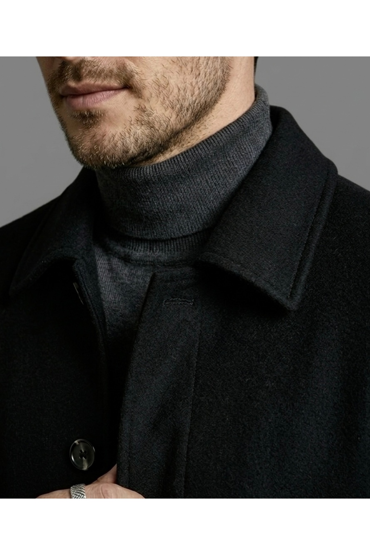 SAVARA  Erkek siyah uzun palto ( A kalite+tüylenmez) - Görsel 2