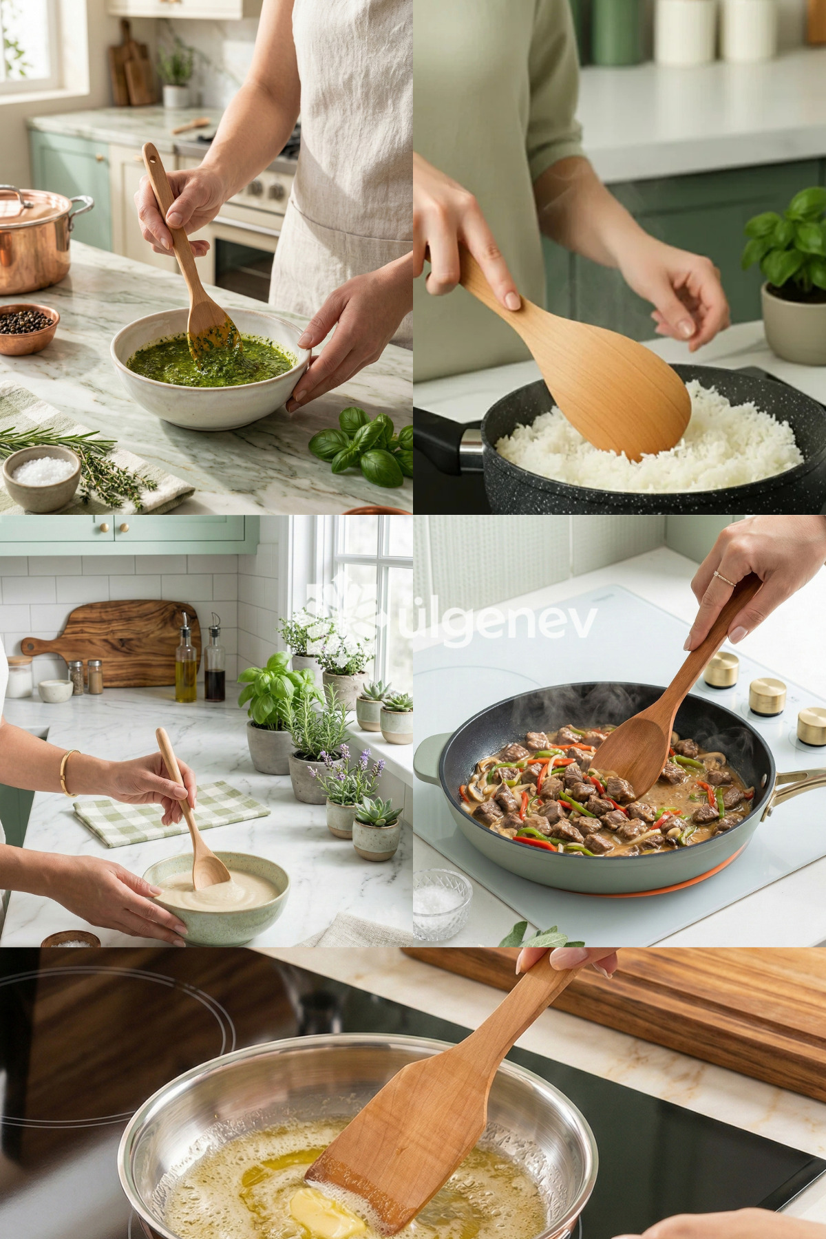 Ülgenev 5'li Bambu Tahta Kaşık Seti Pilav,Sos, Ölçü ve Mama Kaşığı, Spatula Ahşap Mutfak Seti, Çeyizlik fotoğrafı 2 (önizleme)