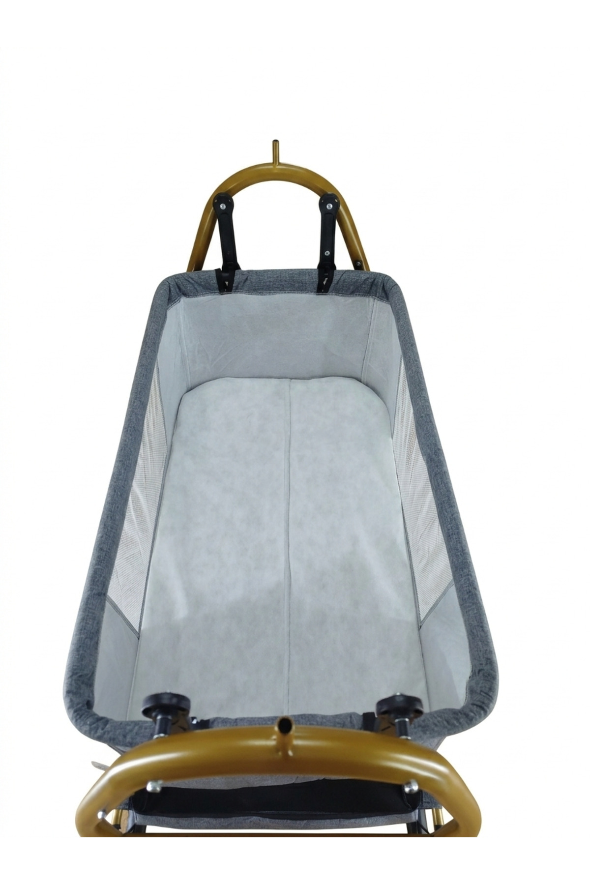 Bebelovv Gold Keten Kumaş Sallanabilir Sabitlenebilir Portatif Hamak Sepet Beşik fotoğrafı 5 (önizleme)