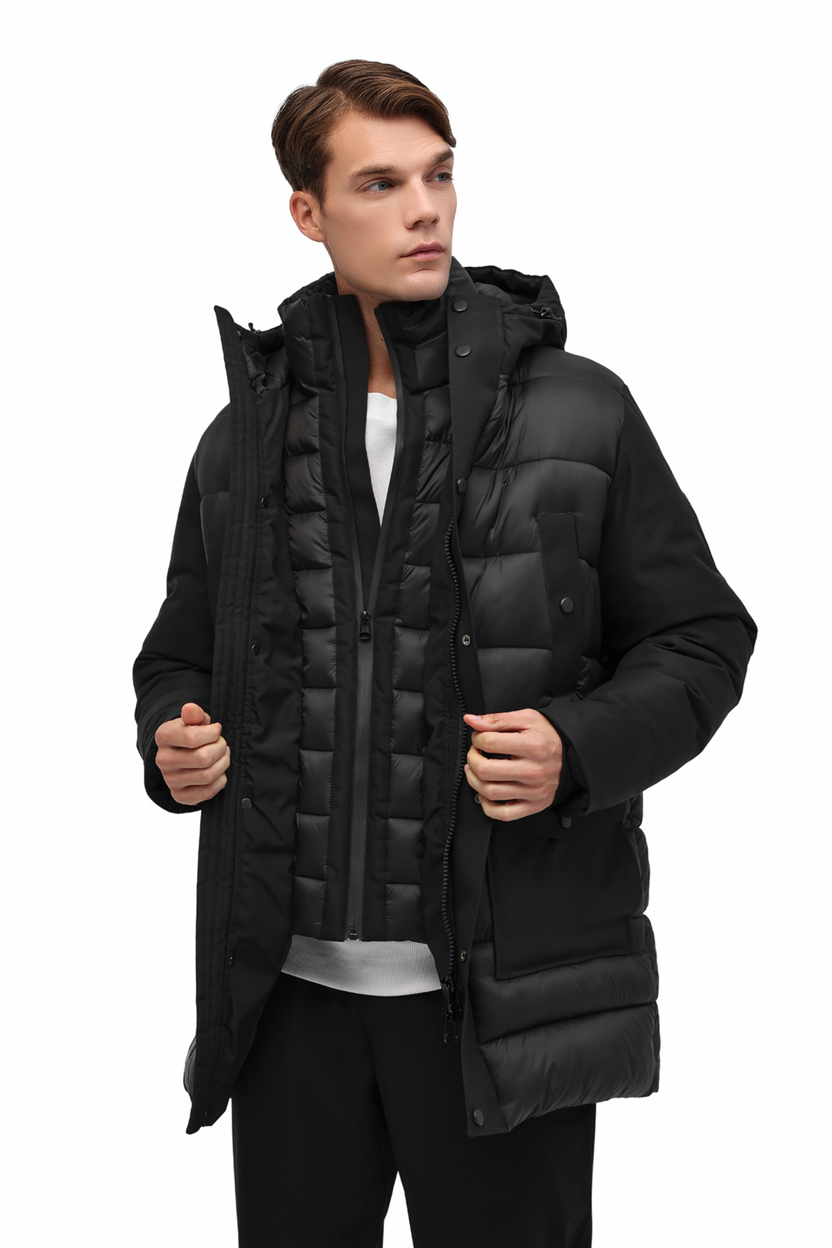 lumberjack ML SOBOLD 3SBL01 5PR Siyah Erkek Uzun Kaban — مشکی