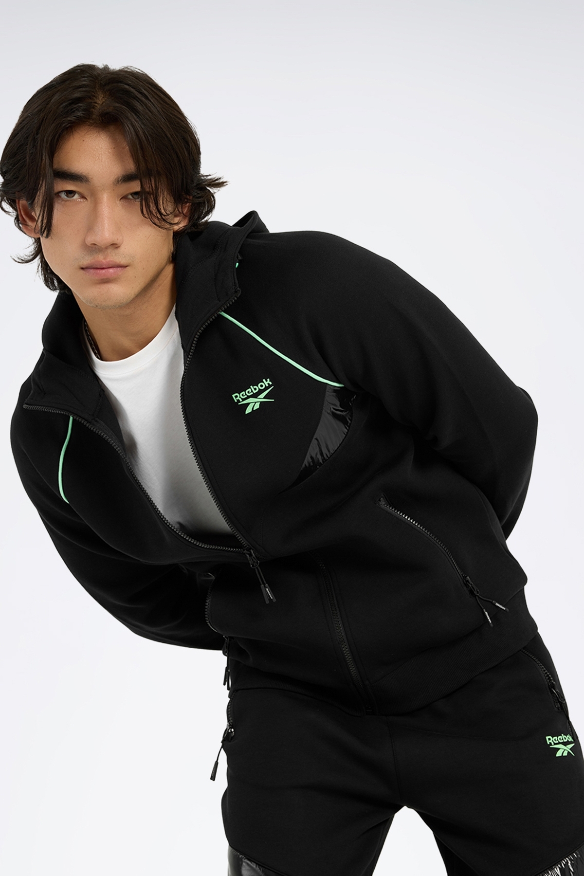 Reebok ZIP HOODY - MIX Siyah Erkek Eşofman Üstü görsel 3