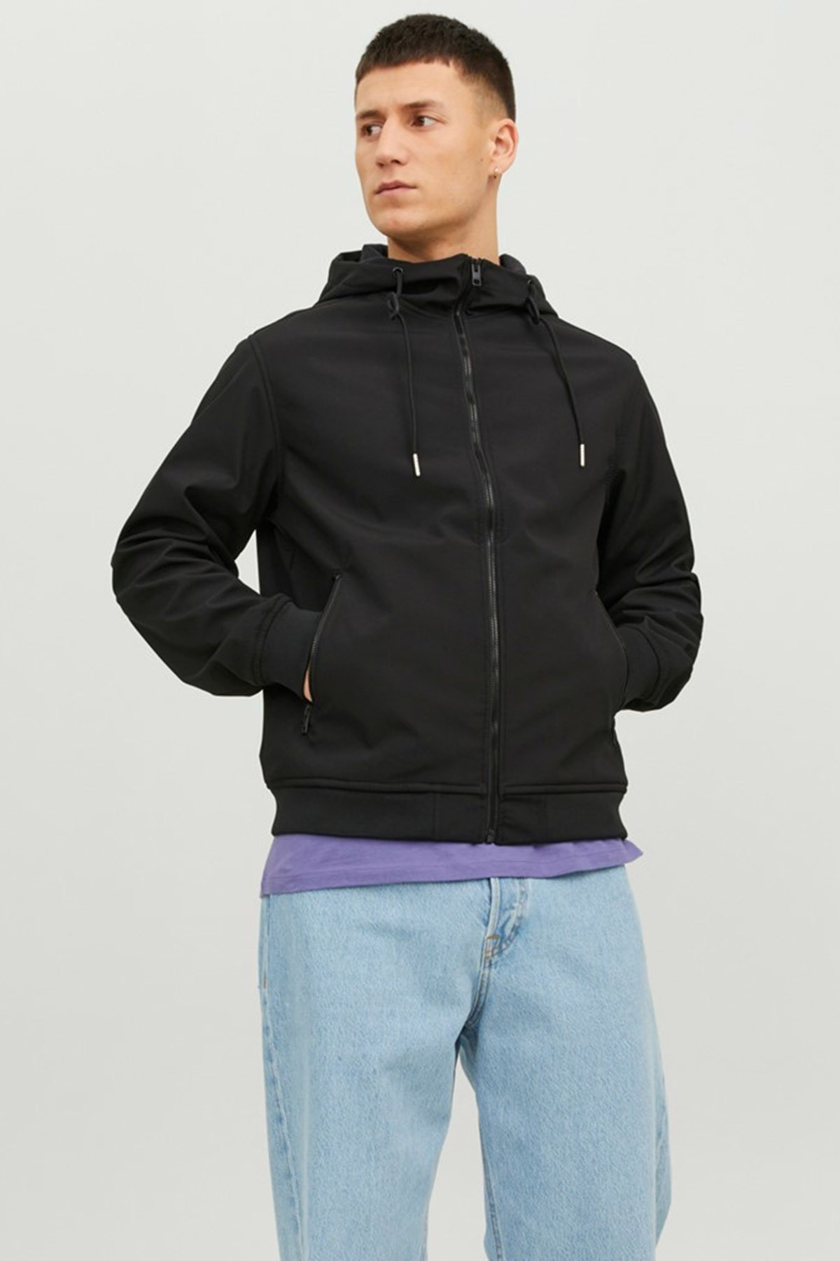 کاپشن مردانه JJEBASIC SOFTSHELL HOOD N مشکی جک اند جونز پلار سافت شل Jack & Jones