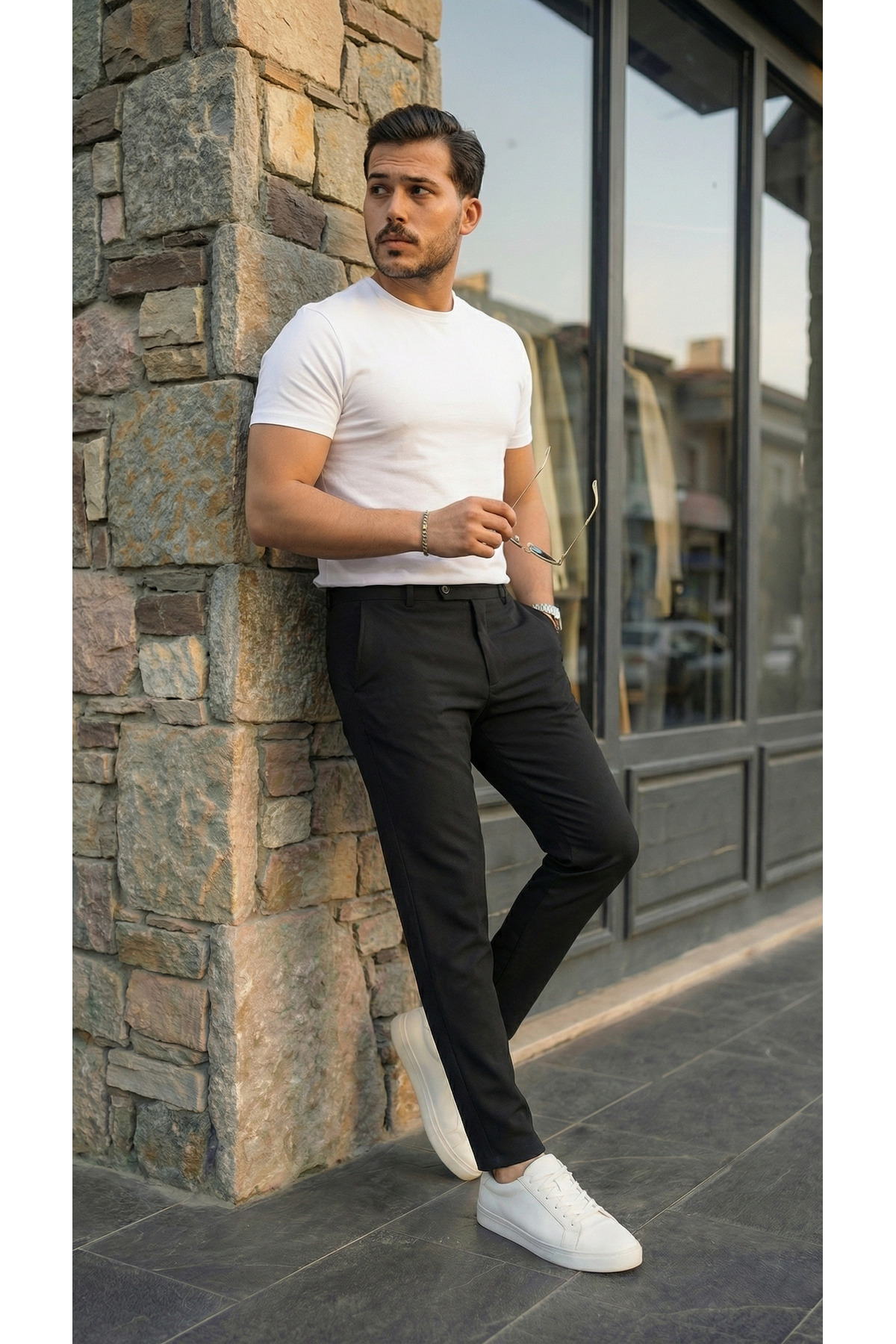 viyamen  Erkek Şık ve Rahat Kumaş Pantolon – Siyah - Görsel 3