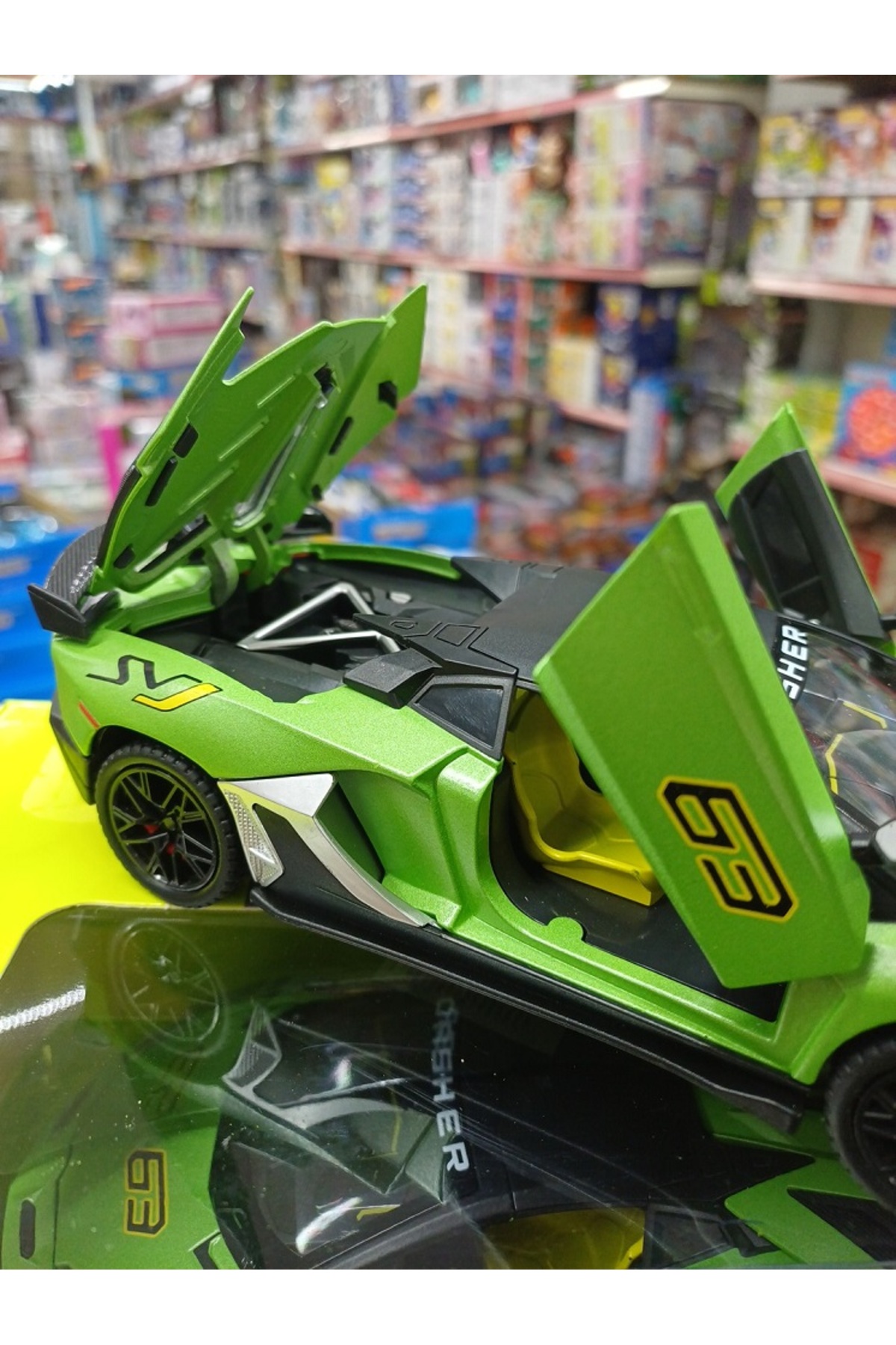 OYUNCAKSAHİLİ Lamborghini Aventador SVJ ışık ses Diecast Metal