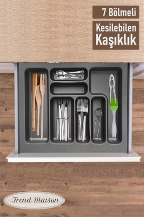 Trend Maison Mutfak Düzenleyici Kesilebilen 7 Bölmeli Plastik Çekmece İçi Kaş...