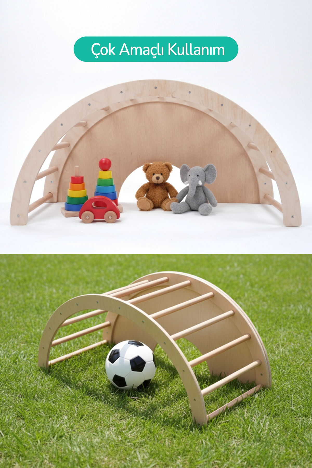 ROZİTOYS Pikler Doğal Ahşap Montessori Motor Gelişim Halkası, Çok Fonksiyonlu Eğitim Oyuncağı fotoğrafı 7 (önizleme)