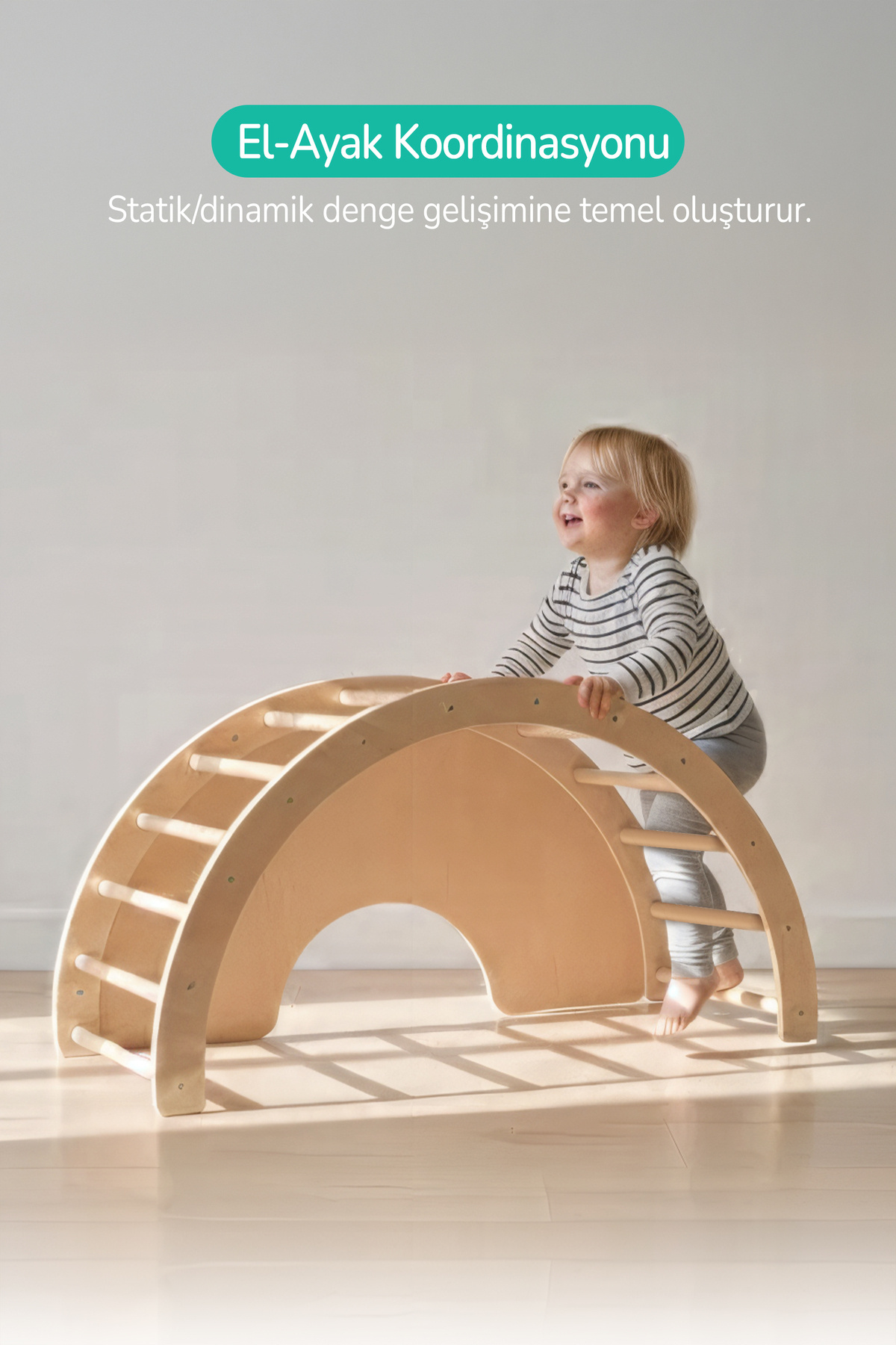 ROZİTOYS Pikler Doğal Ahşap Montessori Motor Gelişim Halkası, Çok Fonksiyonlu Eğitim Oyuncağı fotoğrafı 5 (önizleme)