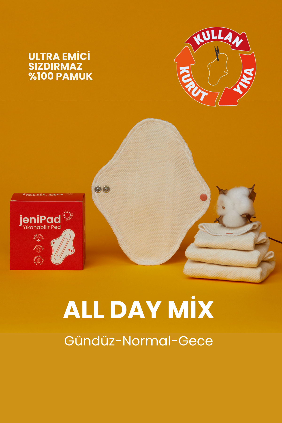 JeniPad W.Beside Pamuk Yıkanabilir Sızdırmaz Kadın Pedi Mıx 3 Adet ( Günlük, Normal, Gece ) - Fiyatı, Yorumları