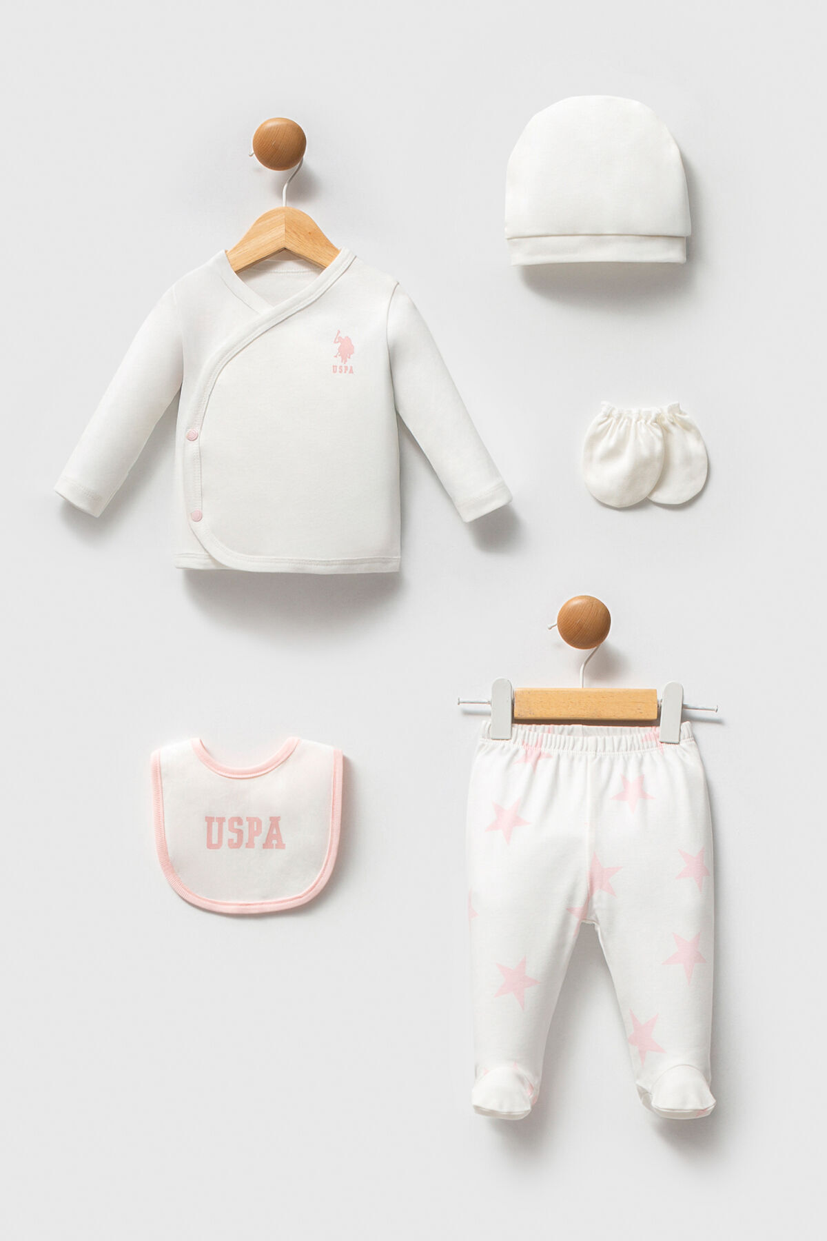 U.S. Polo Assn Baby Girl White Newborn Hospital Pack