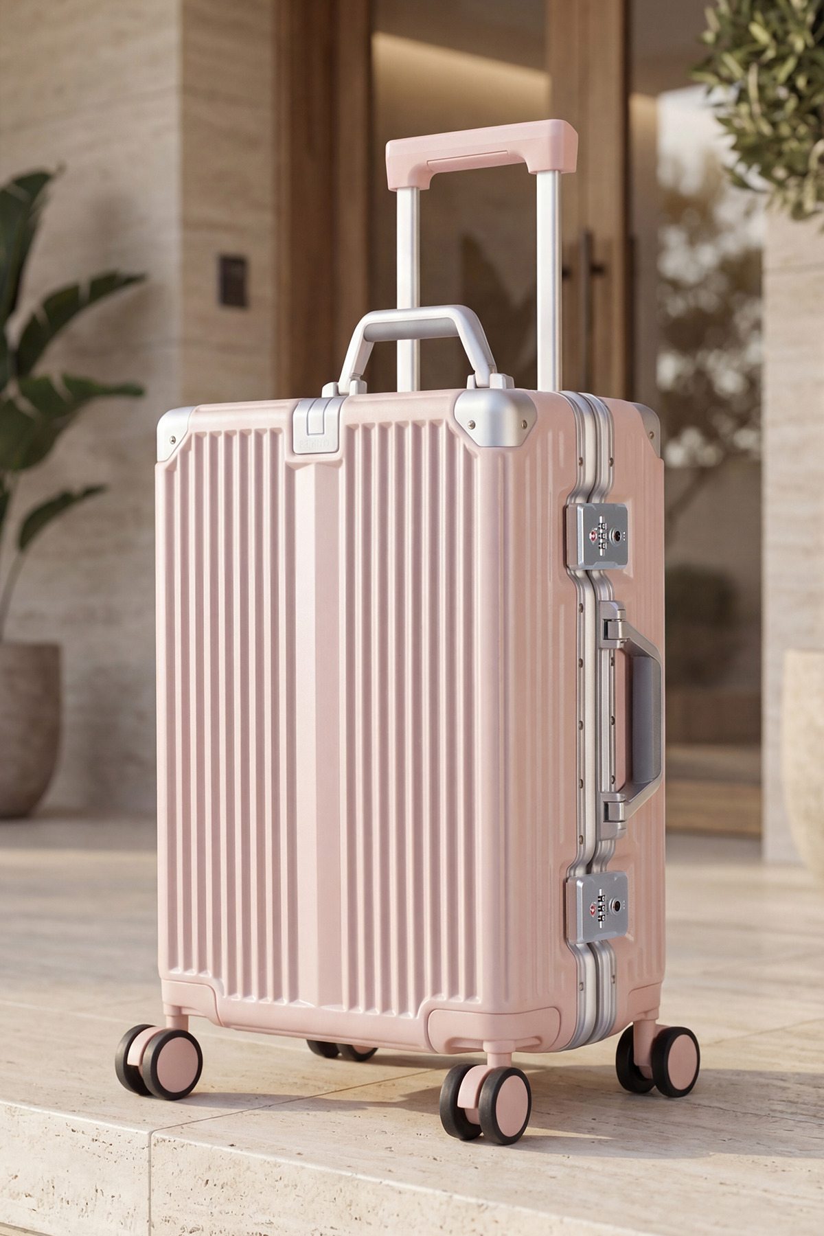 Joya PC Polycarbonate Cabin Size Suitcase Pink