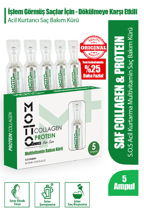 Motto Plus Professional Dökülme Önleyici Şok Bakım & Saç Vitamini 5li Ampul