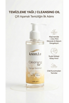 krem.Le Cleansing Oil - Nazik Makyaj ve SPF Temizleyici Gözenek Dengeleyici T...
