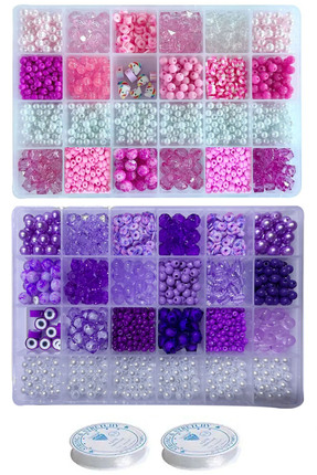 Pony Hobby Çocuklara Hediye Mor ve Pembe Boncuklar Figürler İnci Boncuklarla ...