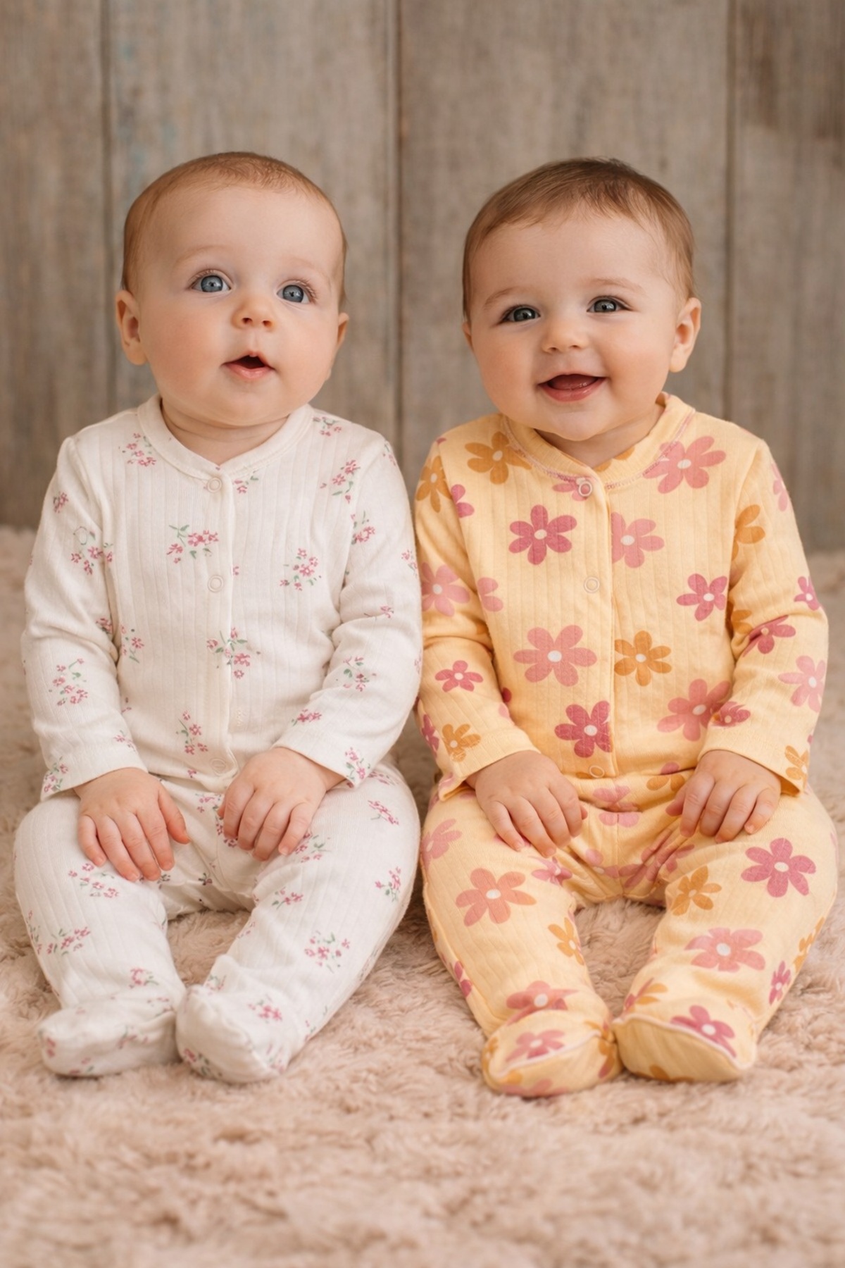 ENİA BABY Kız Bebek 2 Adet %100 Pamuklu Patikli Tulum Seti fotoğrafı 3 (önizleme)