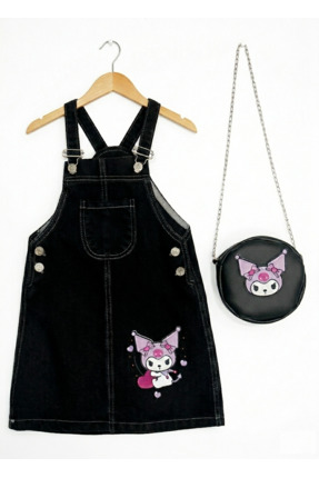 Aymini Kids KUROMİ KIZ ÇOCUK YILDIZ DESENLİ SIRT ÇANTALI SİYAH KOT JİLE ASKIL...