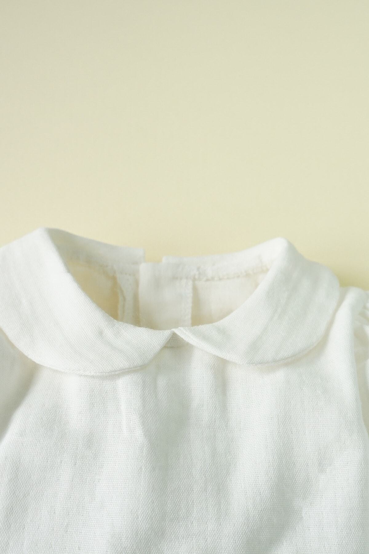 ipek atlas Kız Bebek Ve Çocuk Bebe Yaka Uzun Kollu Fırfırlı Müslin Gömlek fotoğrafı 3 (önizleme)