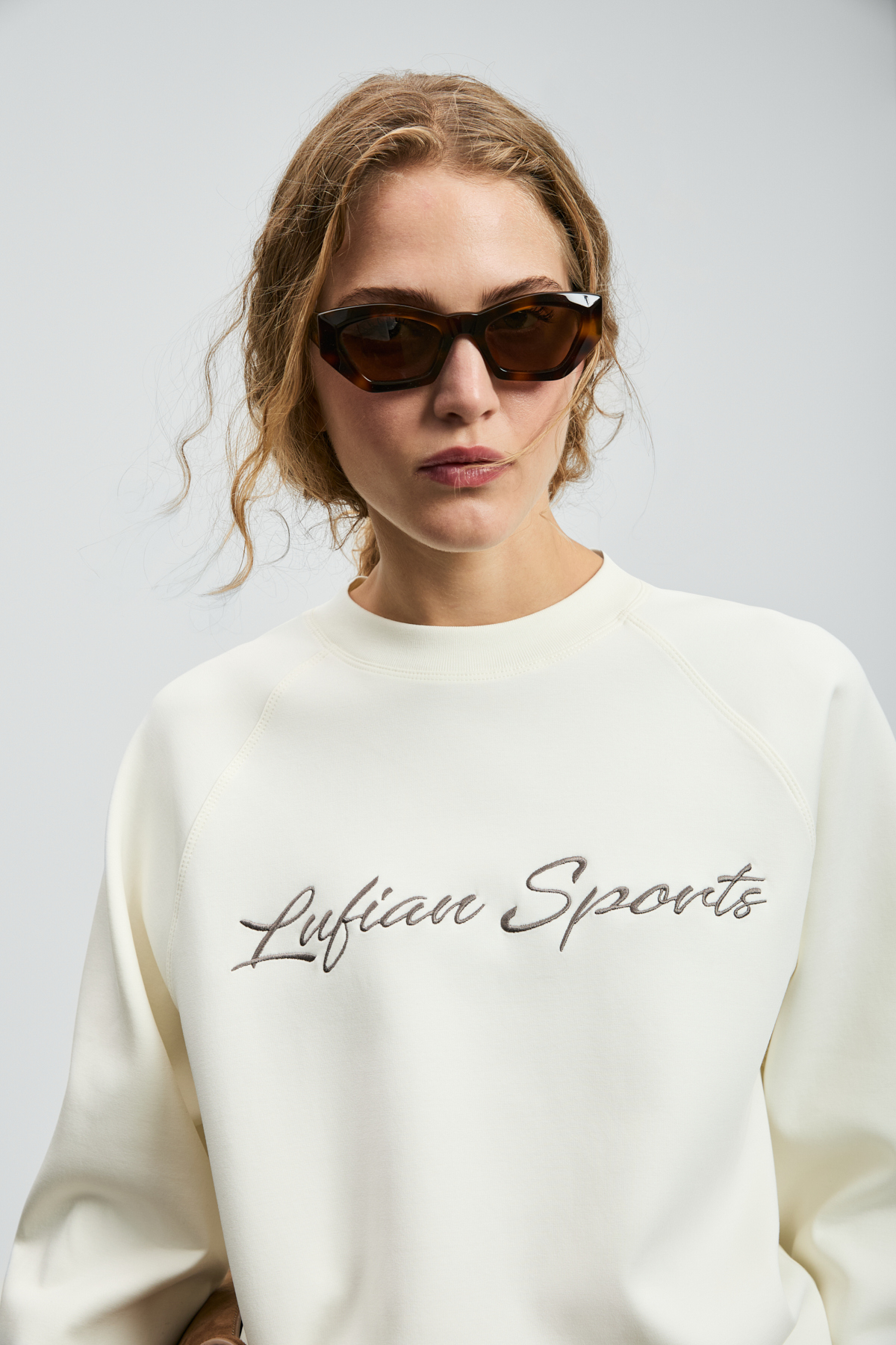 Lufian  Ander Kadın Örme Sweatshırt Kırık Beyaz - Görsel 2