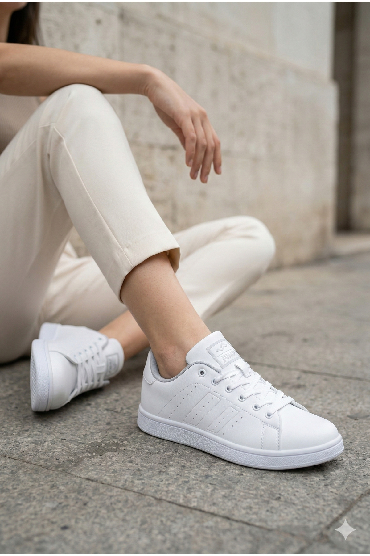 ★しろ★ Jump 15307 Beyaz Renk Erkek Kadın Unisex Sneaker Spor Ayakkabı