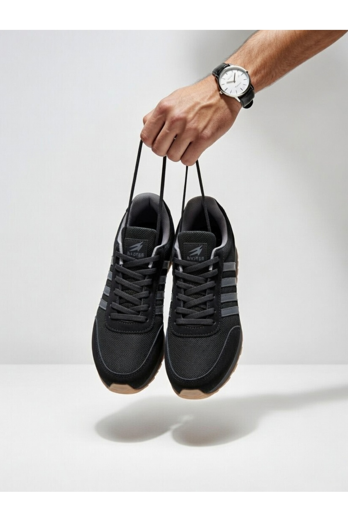 Rona Gifts  Erkek Siyah Günlük Rahat Taban Yumuşak Hafif Esnek Yürüyüş Sneaker Bağcıklı Spor Ayakkabı - Görsel 3