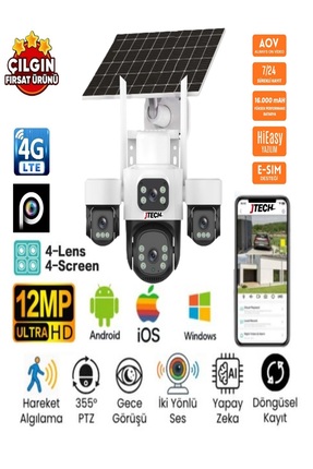 Genel Markalar X14 4 Kameralı Solar Güvenlik Kamerası | Sım Kartlı & Esım Des...