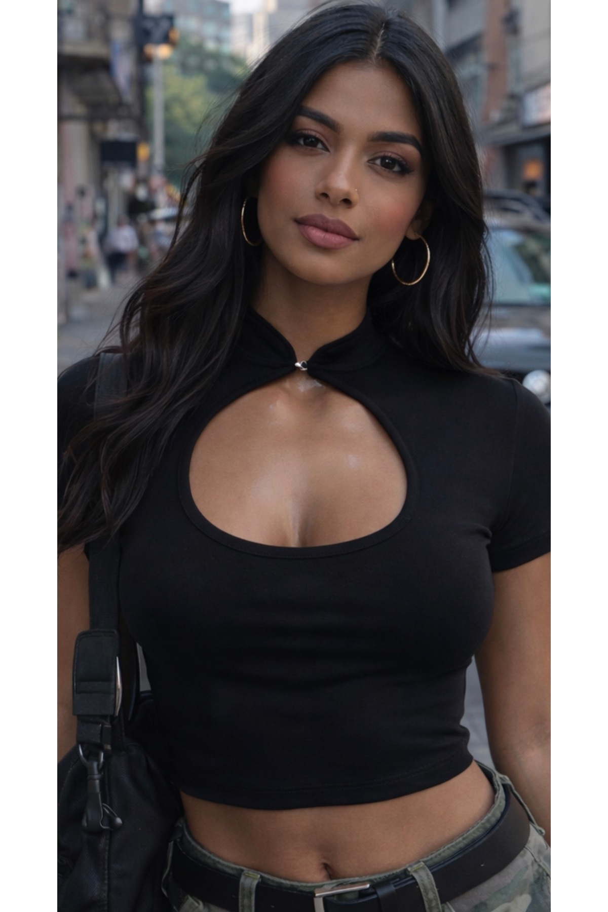 ARI MODA  Siyah Damla Yaka Kısa Kol Bluz - Görsel 4