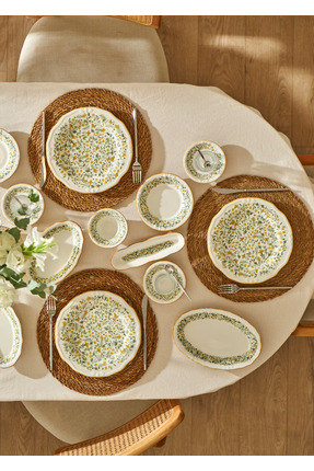 Bella Maison Loren Porselen 26 Parça 6 Kişilik Kahvaltı Takımı Sarı