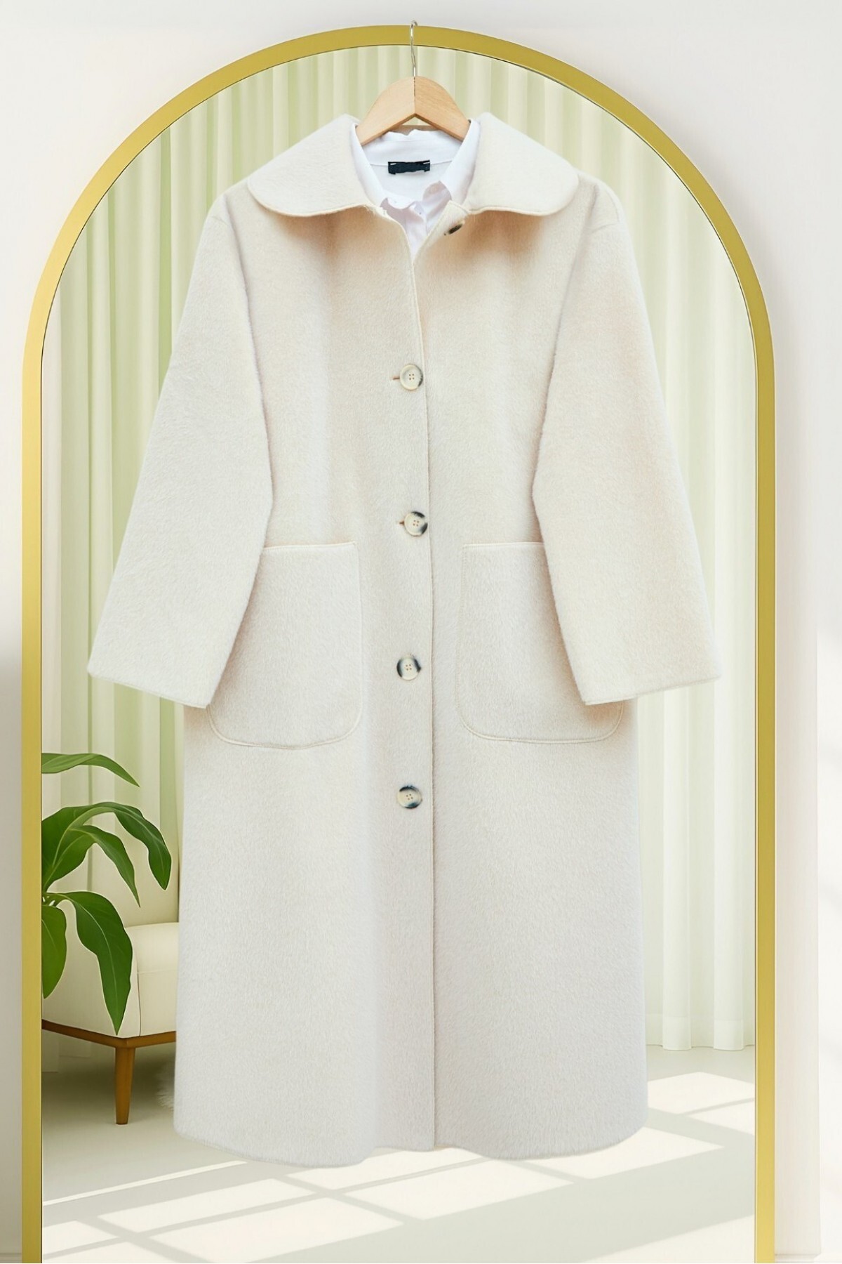 HİJABAYA  Boydan Düğmeli Cepli Kaban - Görsel 4