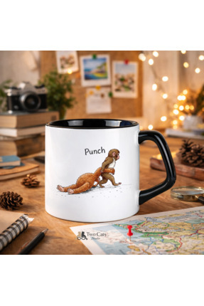 two cats studio Maymun Punch Minimal Tasarım Premium Hediyelik Kupa Bardak