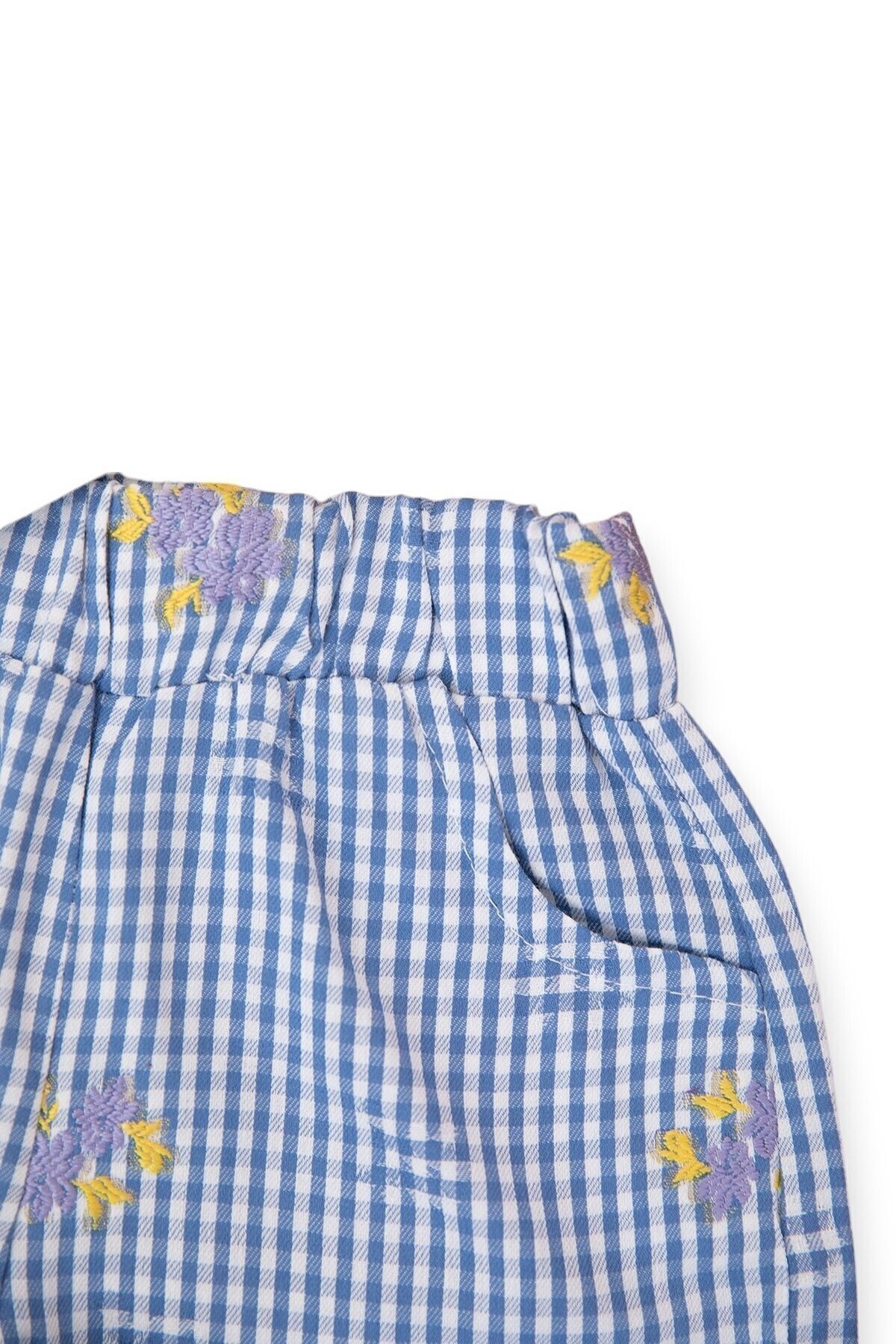 Ege Bebek Kız Çocuk Yazlık Çiçek Baskılı Sıfır Kol Viskon Gömlek Yaka Viskon Bluz Ve Kemerli Şort Takımı fotoğrafı 6 (önizleme)