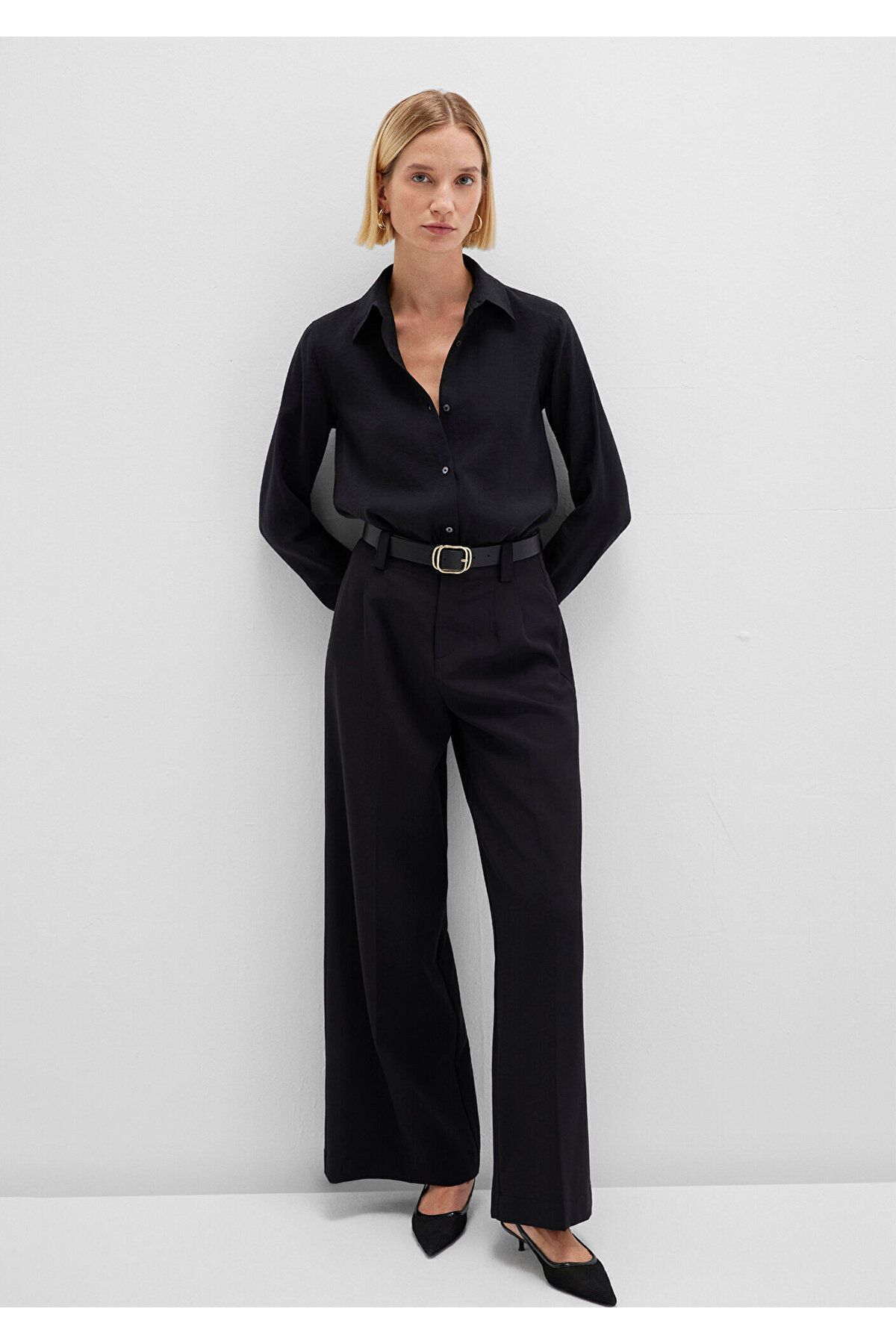 (TENCEL™) Liyosel Karışımlı Siyah Gömlek Regular Fit / Normal Kesim 1211374-900 — مشکی p00001911 — تصویر 2 از 7