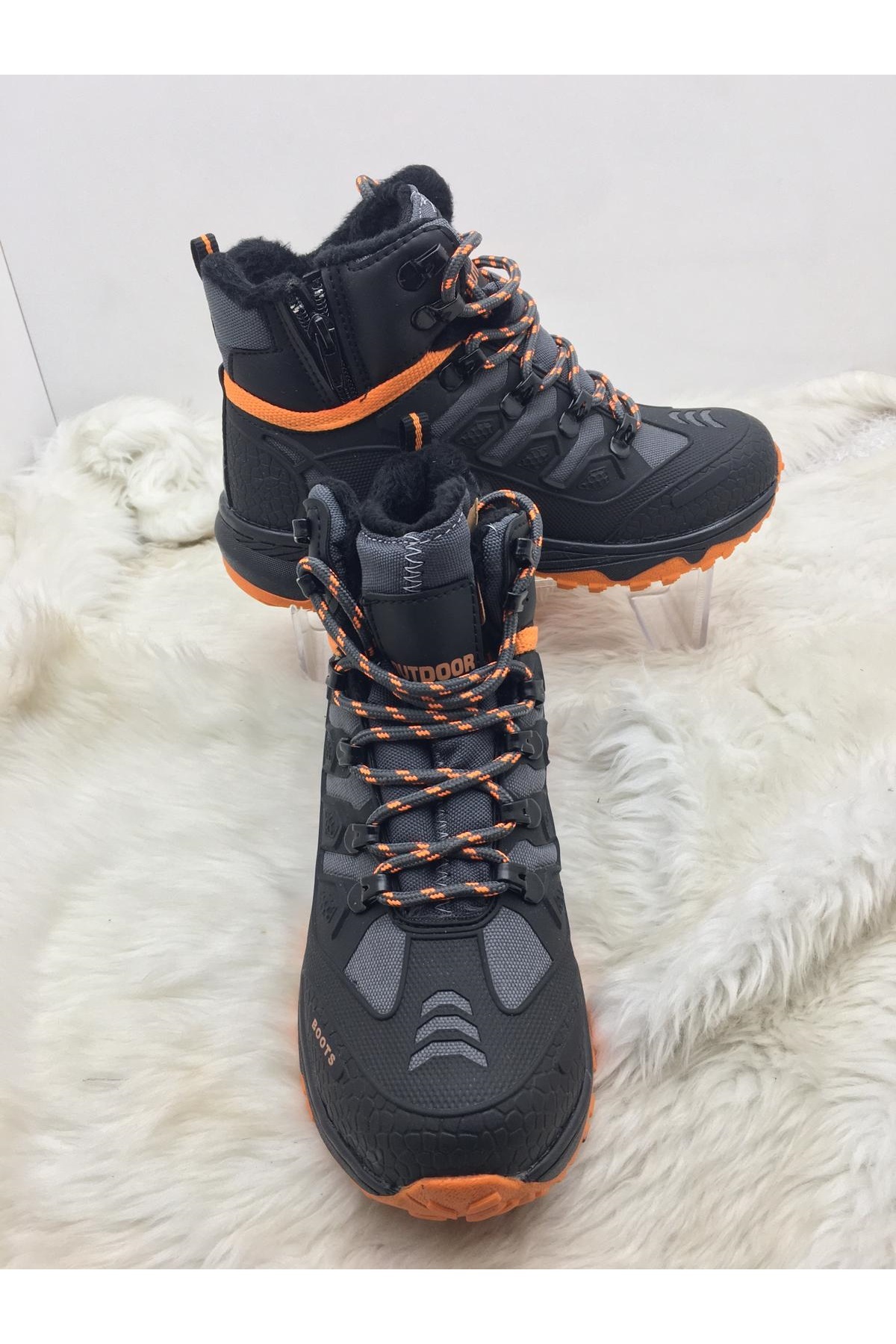 ÇİĞDEM KUNDURA  ÇİĞDEM Unisex SİYAH-TURUNCU TREKKİNG BOT