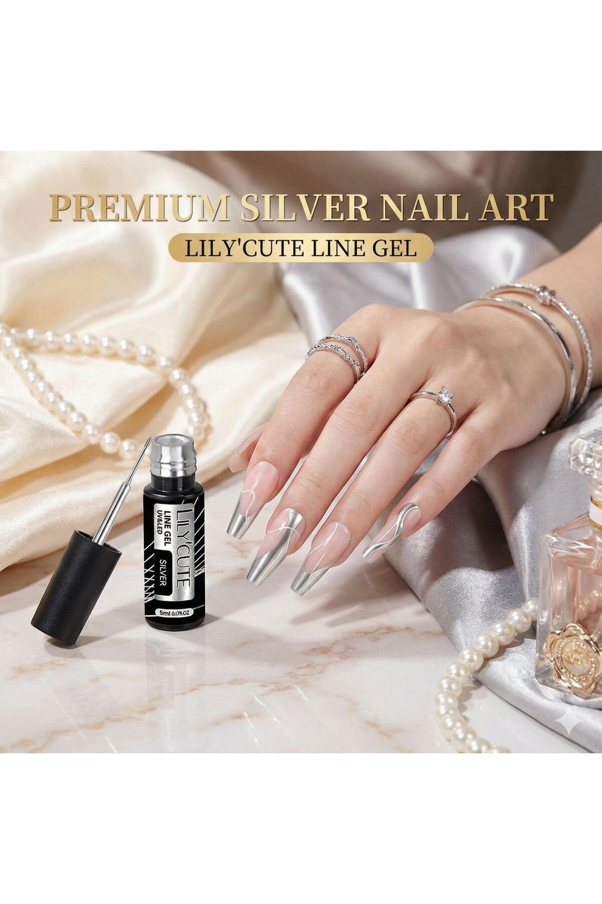 lily♡ Genel Markalar Lily Cute Metalik Nail art çizim ojesi SILVER