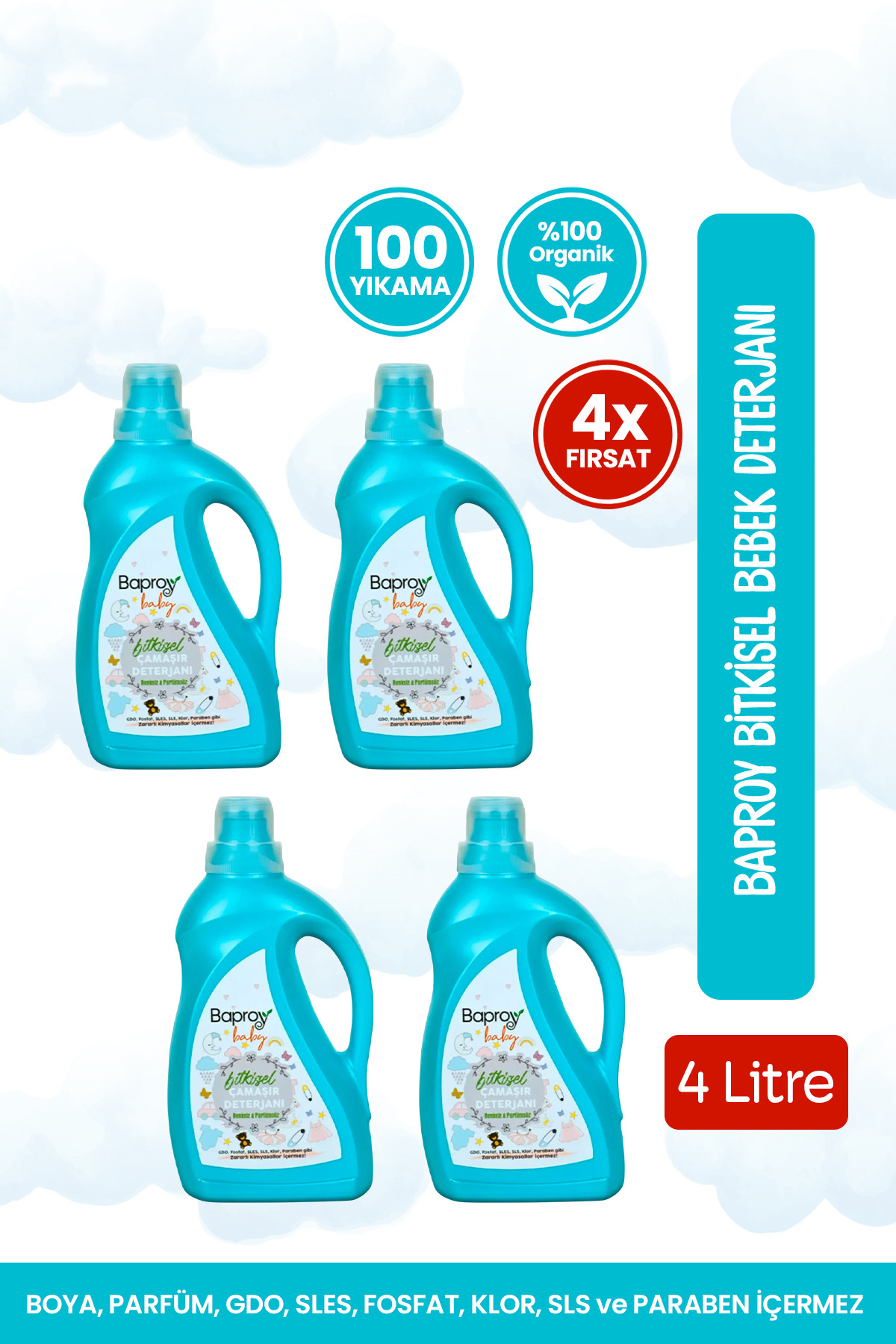 Baproy Bebekler Için Bitkisel Çamaşır Deterjanı Toplam 4 Litre %30 Güçlendirilmiş Formül - Fiyatı, Yorumları