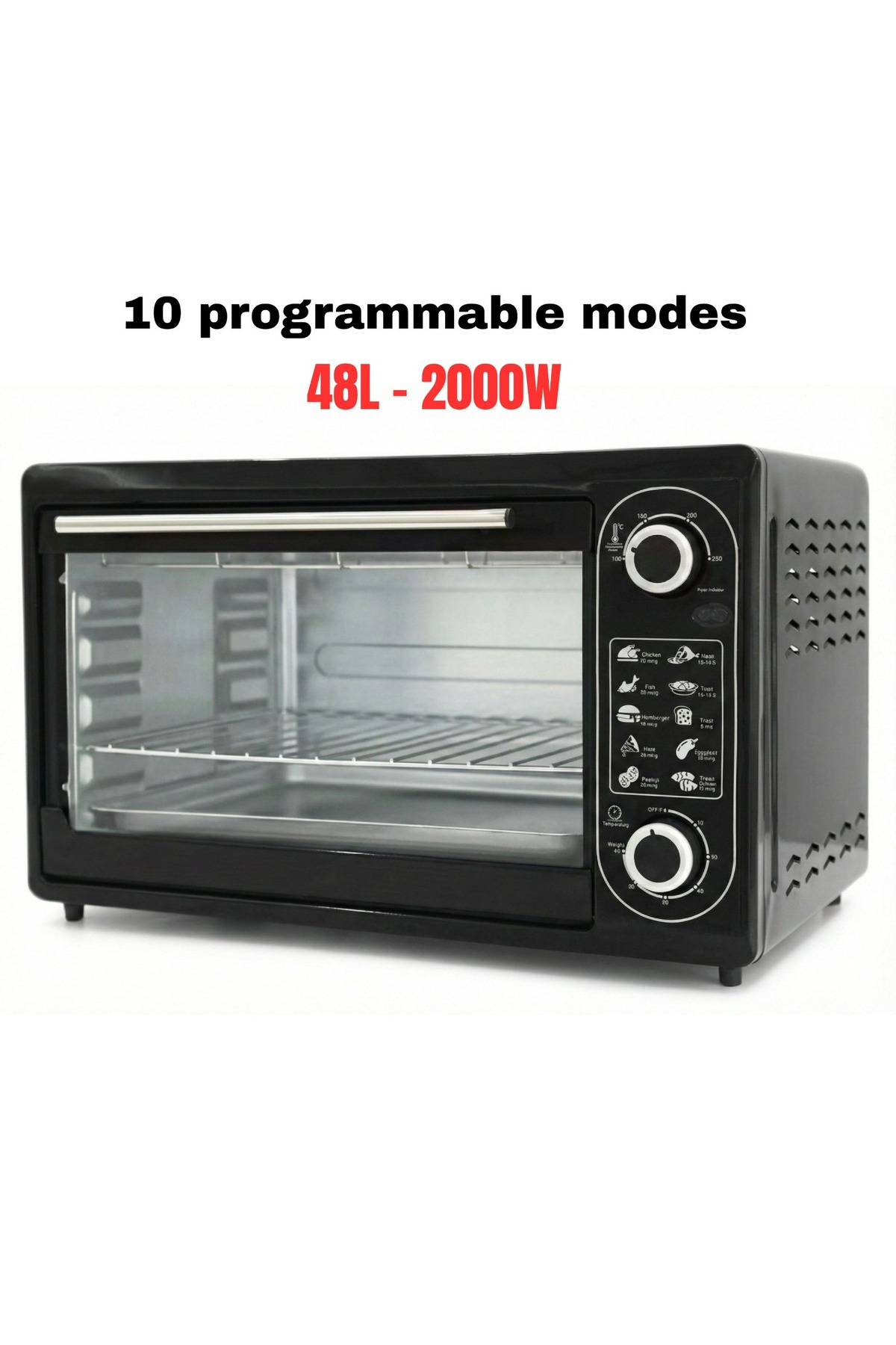 Electric Oven 48 Liters 2000 W ,temperature Control 100 °c - 3 Layer Electric Grill With Stove Lamp, DX2529,