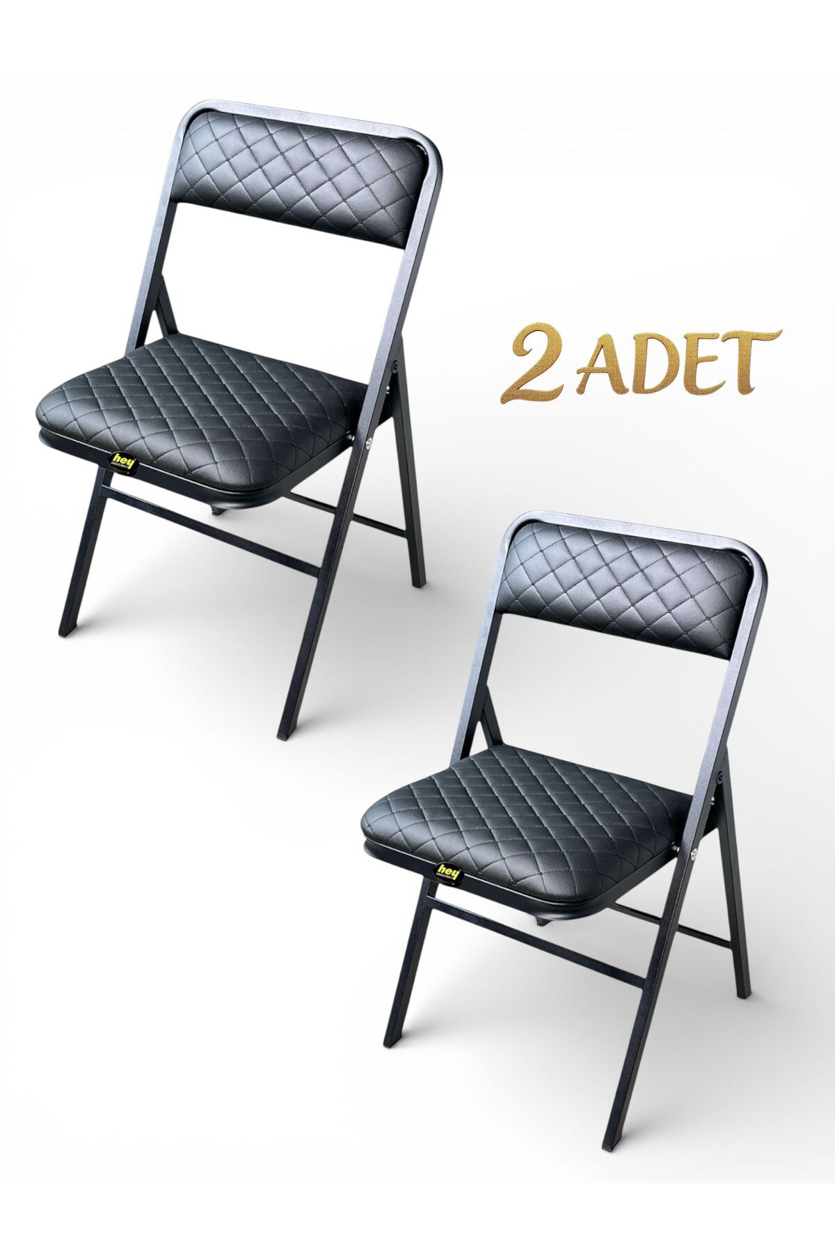 Folding Camping Chair Picnic Chair Black Leather Baklava 2pcs
